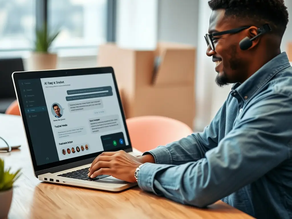 An AI-powered chatbot interacting with a customer on a website, providing personalized recommendations and support.