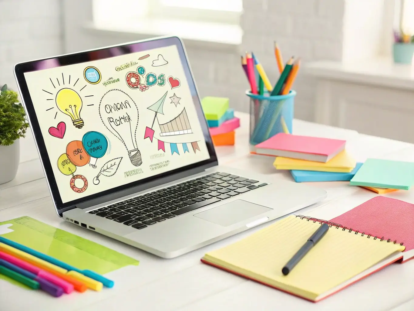 An image showcasing creative content creation, with elements like graphic design, video editing, and compelling copywriting. The image should evoke creativity and engagement.